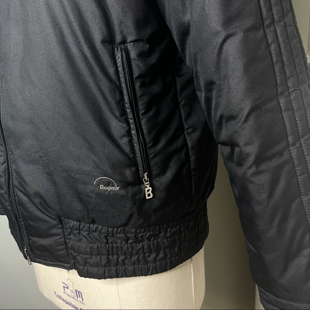 Bogner Black Vintage Ski Bomber Coat Winter Jacket Zip Snap 8 Medium Ski Coat - Picture 6 of 12